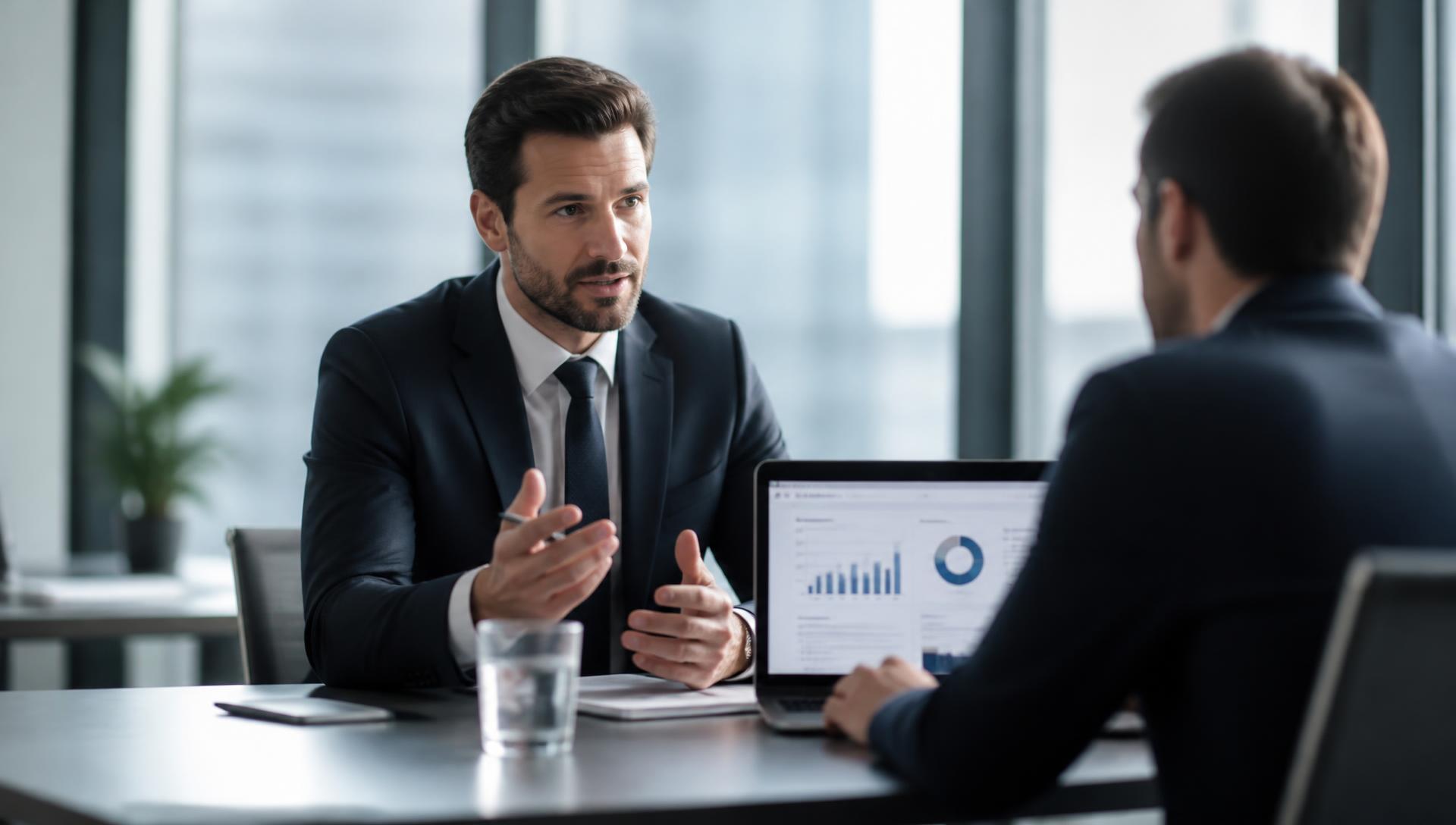 Business advisor meeting with a client in a modern office